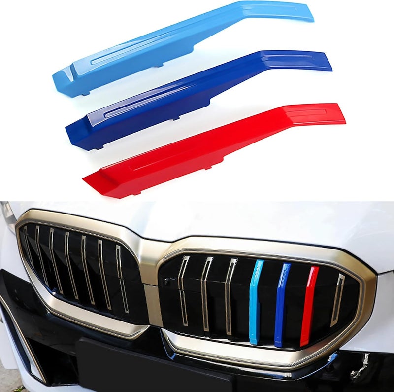 Goodream Tricolored Grille Insert Trims Compatible with BMW 2024-2026 5 Series Sedan 520i 525i 530i 540i 520d i5 G60 G68 Accessories for 7-Beams Front Standard Kidney Grill - Image 1